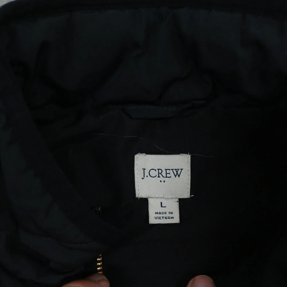 J Crew Vest Womens Large Black‎ Quilted Pockets Full Zip Casual Preppy